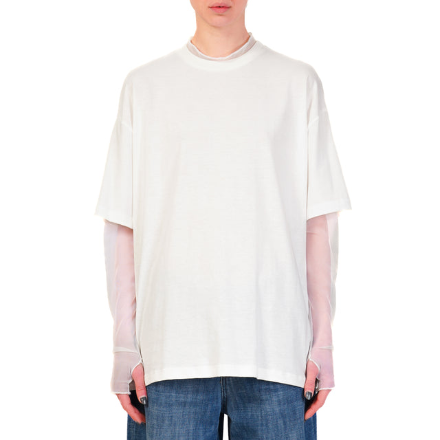 Vicolo-T-shirt doppio tessuto - bianco