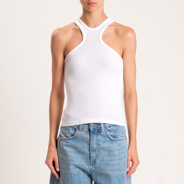 Vicolo-Top a costine scollo halter - latte