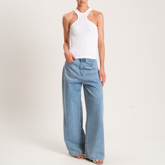Vicolo-Top a costine scollo halter - latte