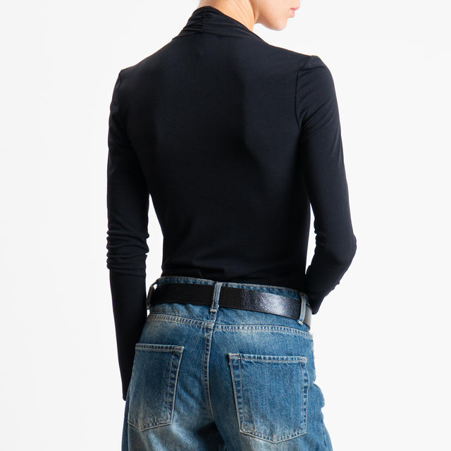 Vicolo-Body scollatura asimmetrica tessuto elasticizzato - nero
