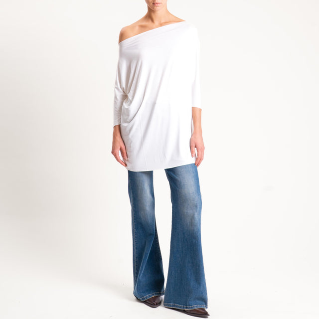 Vicolo-T-shirt over taglio vivo in jersey - latte
