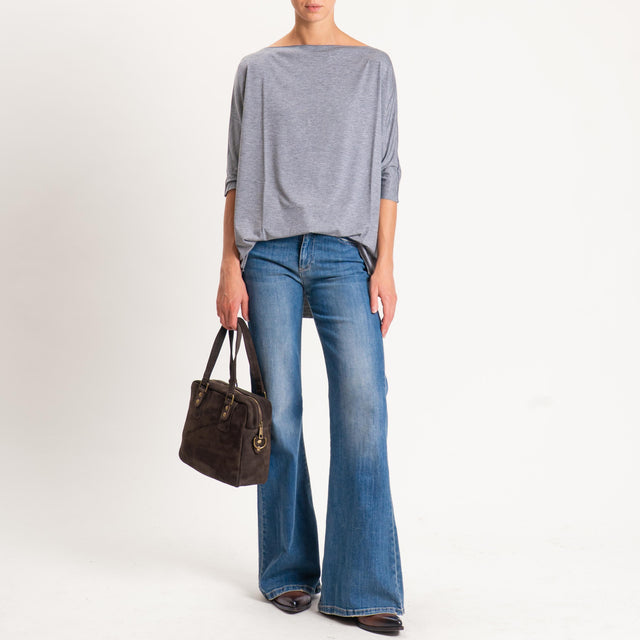 Vicolo-T-shirt over taglio vivo in jersey - grigio melange