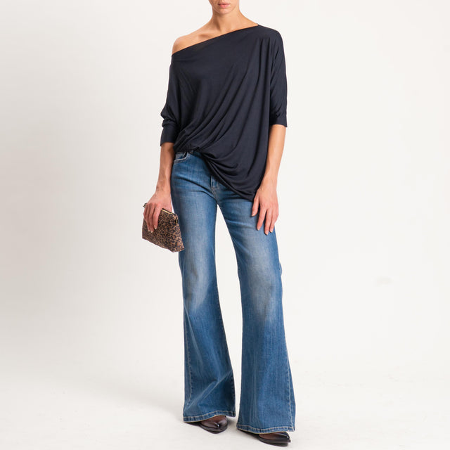 Vicolo-T-shirt over taglio vivo in jersey - nero