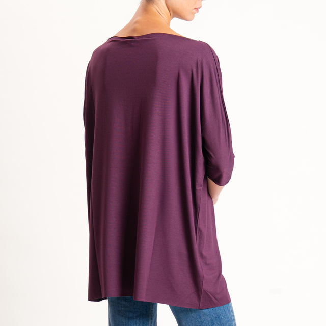 Vicolo-T-shirt over taglio vivo in jersey - burgundy