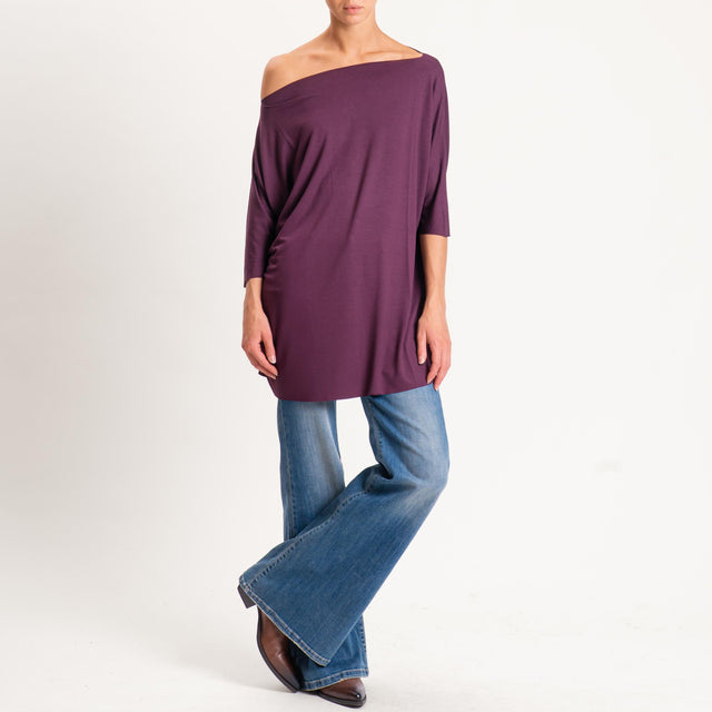 Vicolo-T-shirt over taglio vivo in jersey - burgundy