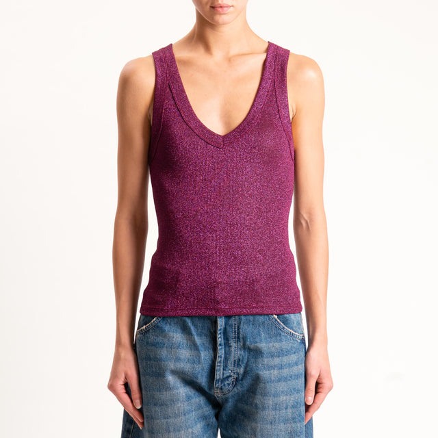 Vicolo-Top lurex scollo v - magenta
