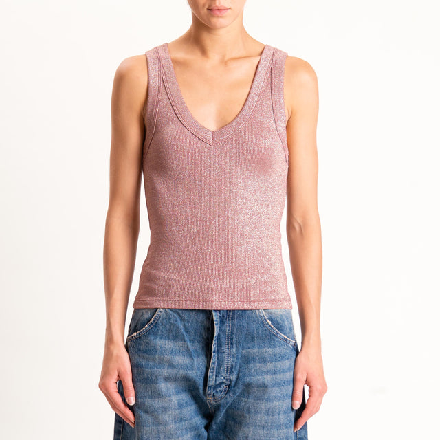 Vicolo-Top lurex scollo v - blush