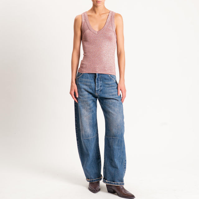Vicolo-Top lurex scollo v - blush