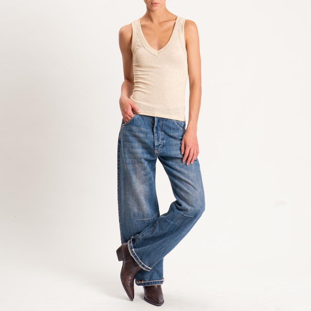 Vicolo-Top lurex scollo v - gold