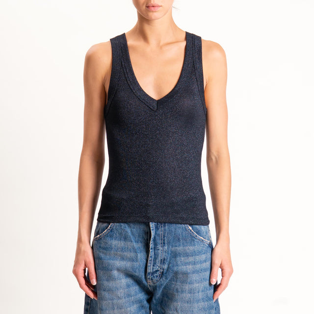 Vicolo-Top lurex scollo v - nero