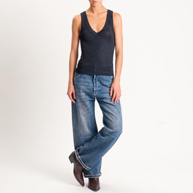 Vicolo-Top lurex scollo v - nero