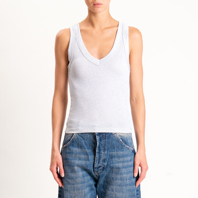 Vicolo-Top lurex scollo v - perla