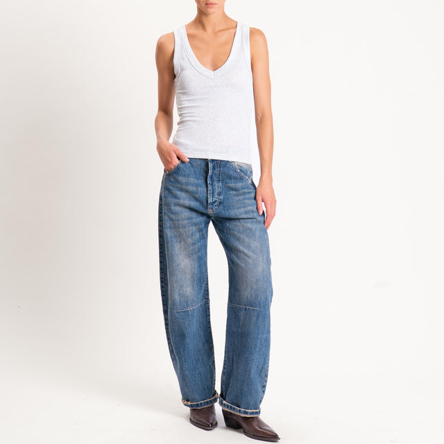Vicolo-Top lurex scollo v - perla