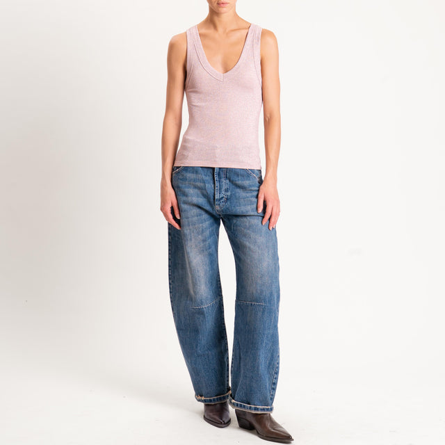 Vicolo-Top lurex scollo v - rosa