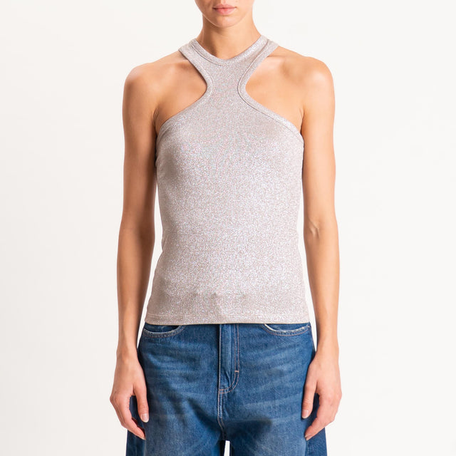 Vicolo-Top vogatore in lurex - taupe