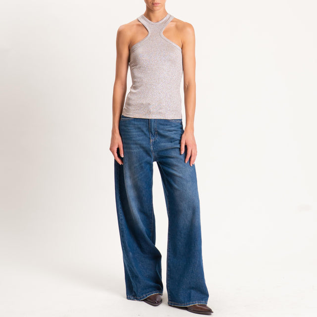 Vicolo-Top vogatore in lurex - taupe