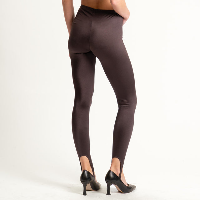 Vicolo-Leggings elastico in vita - moro