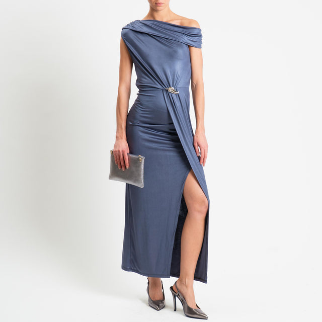 Vicolo-Abito monospalla con spilla - piombo