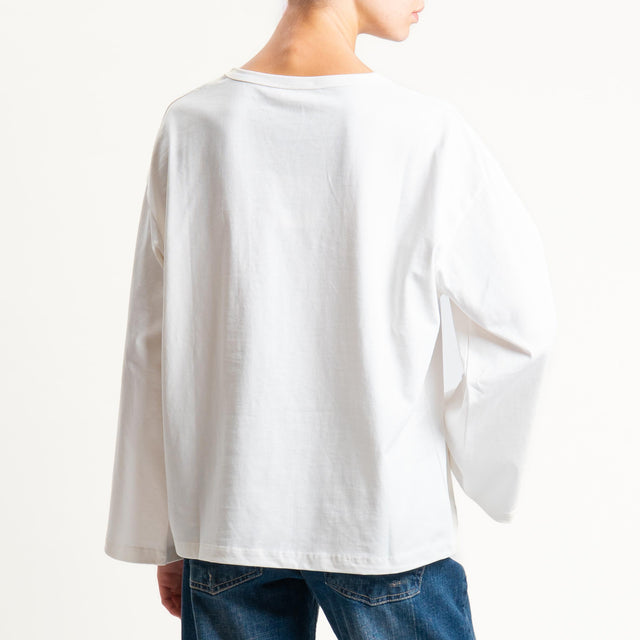 Vicolo-T-shirt scatola manica ampia - latte