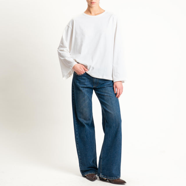 Vicolo-T-shirt scatola manica ampia - latte