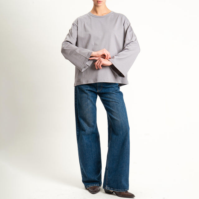 Vicolo-T-shirt scatola manica ampia - grigio