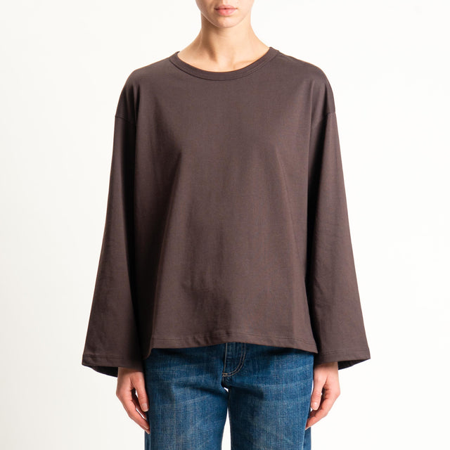 Vicolo-T-shirt scatola manica ampia - moro