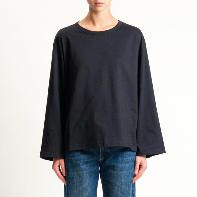 Vicolo-T-shirt scatola manica ampia - nero