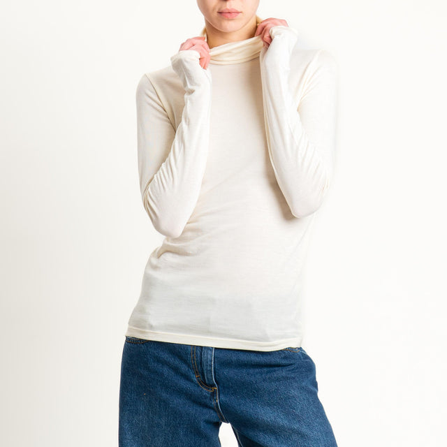 Vicolo-Maglia collo alto modal lana - burro