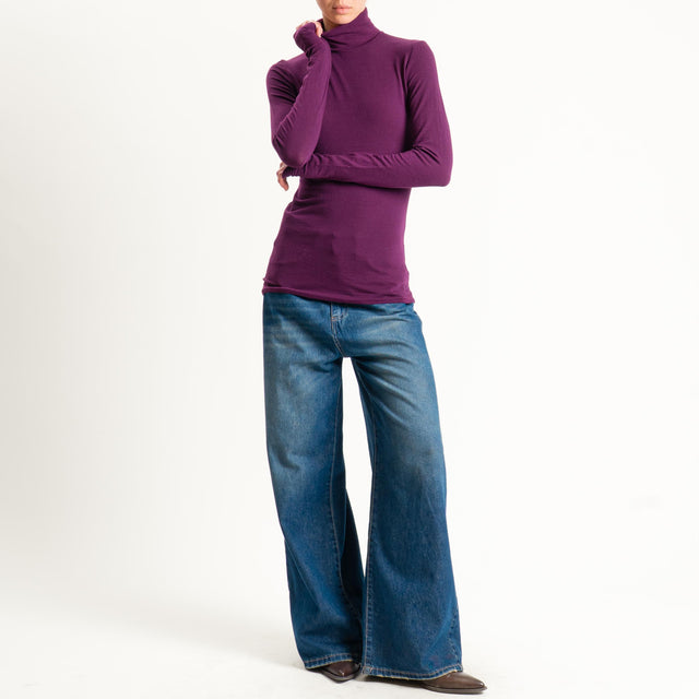 Vicolo-Maglia collo alto modal lana - burgundy