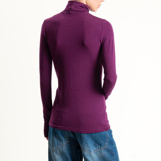 Vicolo-Maglia collo alto modal lana - burgundy