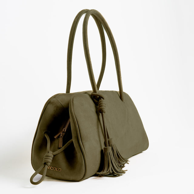 Vicolo-Borsa bauletto scamosciata - militare