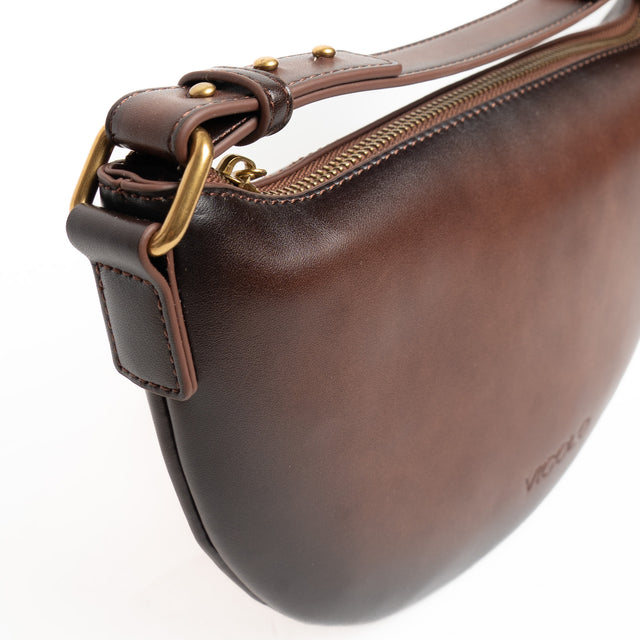 Vicolo-Vintage Croissant Bag - brown/black