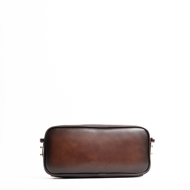 Vicolo-Borsa bauletto effetto vintage - marrone/nero