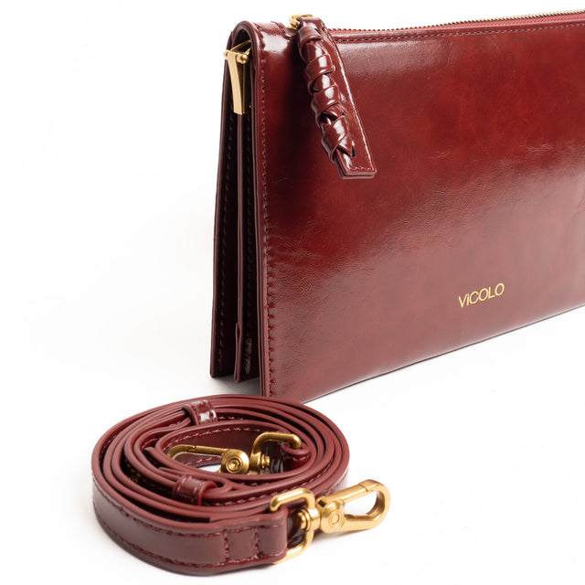 Vicolo-Vintage Croissant Bag - burgundy