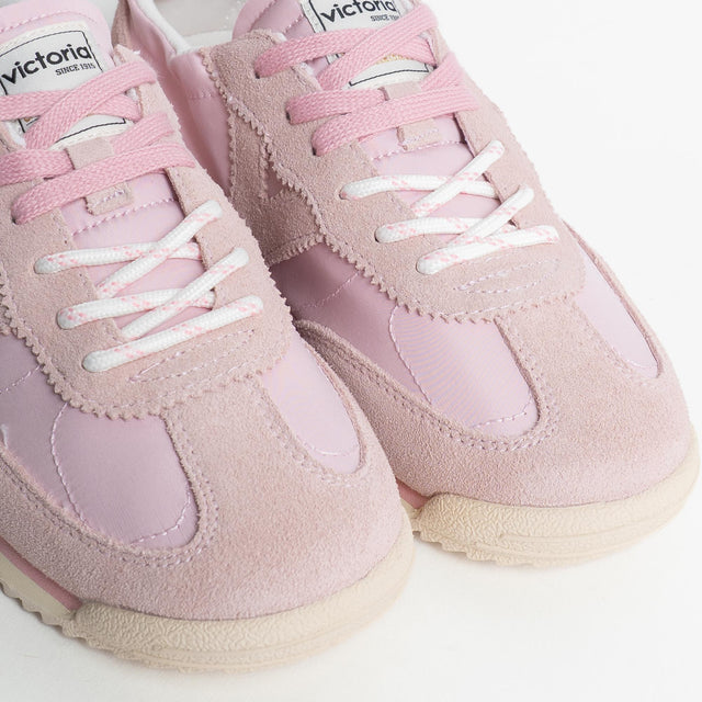 Victoria-Sneakers effetto camoscio doppio laccio - rosa