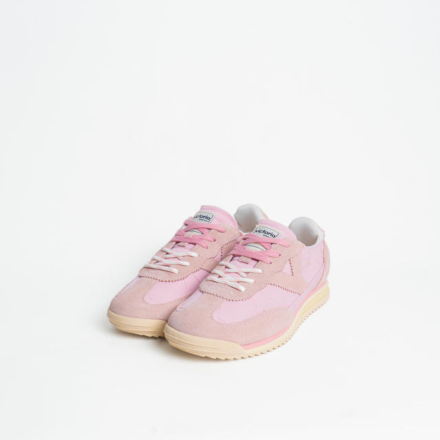 Victoria-Sneakers effetto camoscio doppio laccio - rosa