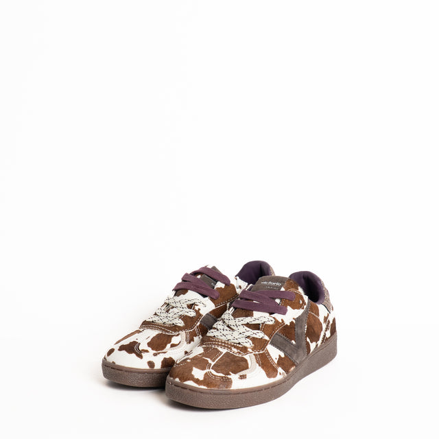 Victoria-Sneakers in cavallino animalier - marrone/latte