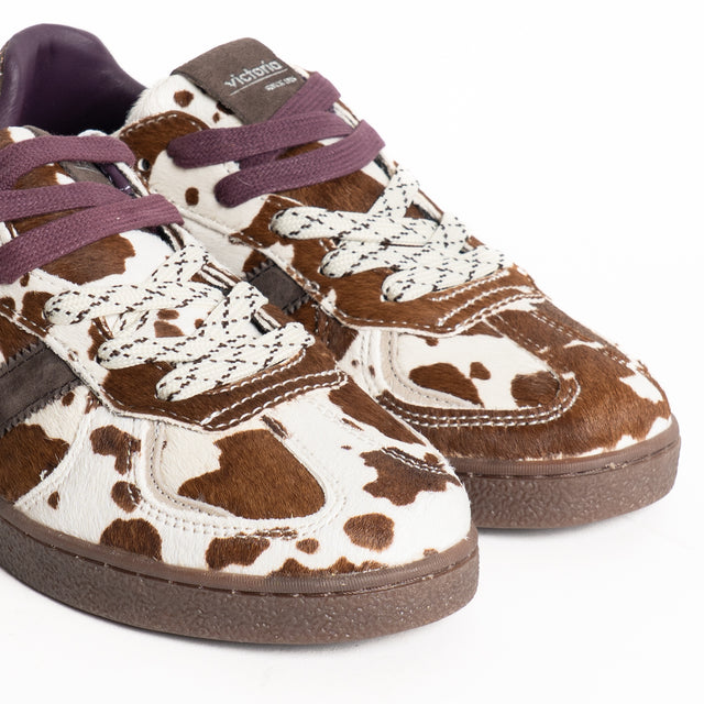 Victoria-Sneakers in cavallino animalier - marrone/latte