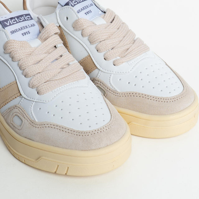 Victoria-Sneakers effetto pelle e camoscio - beige