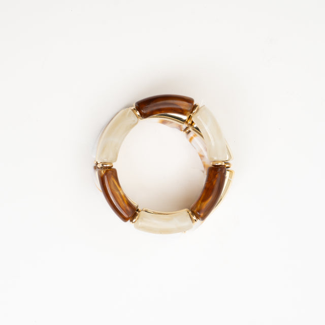 W by Whitemood-Set 3 bracciali elastici - gold/naturale
