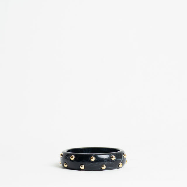 W by Whitemood-Bracciale rigido con borchie - Nero