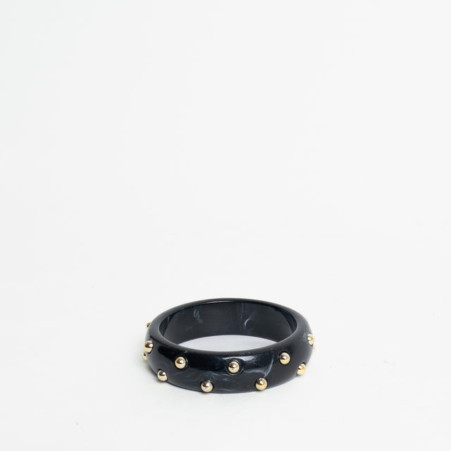 W by Whitemood-Bracciale rigido con borchie - Nero