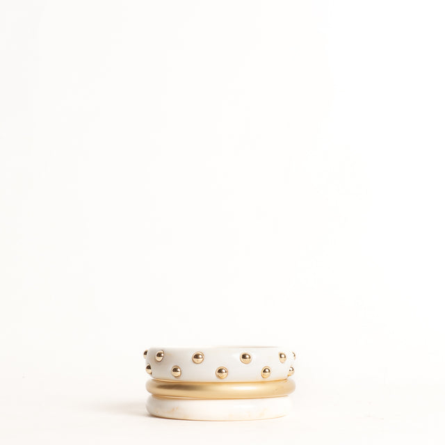 W by Whitemood-Set 3 bracciali rigidi - avorio/gold