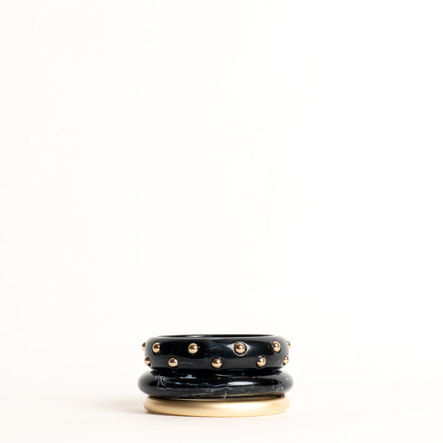 W by Whitemood-Set 3 bracciali rigidi - nero/gold