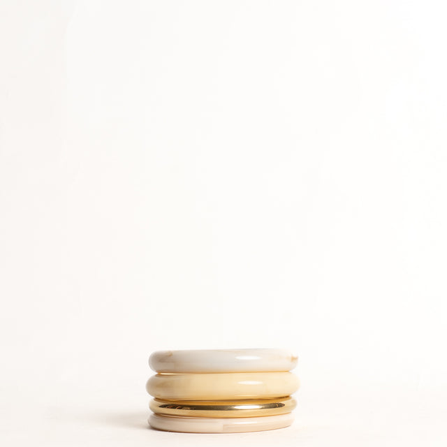 W by Whitemood-Set 4 bracciali rigidi - avorio/gold