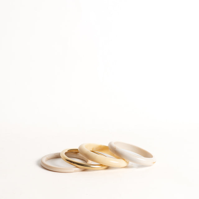 W by Whitemood-Set 4 bracciali rigidi - avorio/gold