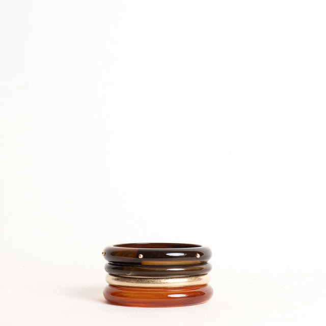 W by Whitemood-Set bracciali rigidi - brown/ambra/gold