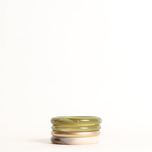 W by Whitemood-Set bracciali rigidi - green/avorio/gold