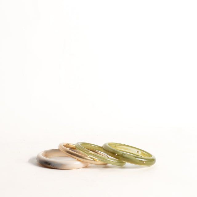 W by Whitemood-Set bracciali rigidi - green/avorio/gold
