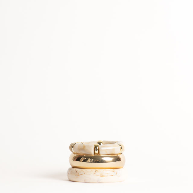 W by Whitemood-Set 3 bracciali - avorio/gold